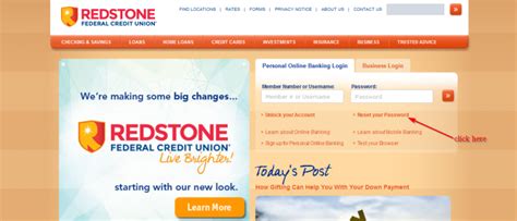 redstone federal credit union login page